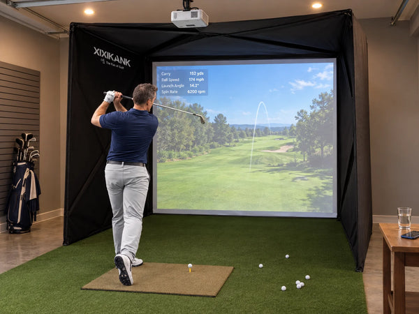 Golf Simulator Enclosure Built for Home Practice, 8x8ft Setup, Tool-Free Assembly, HD Impact Screen