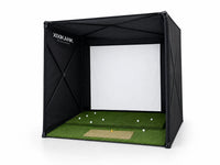 Golf Simulator Enclosure for Home Instant Quick and Easy Tool-Free Setup in 5 Mins Golf Hittig Cage - Complete Set with Heavy Duty Frame,Hd Impact Screen and Putting Green Turf (8X8 Ft) — Studio Shot