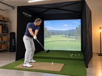 Golf Simulator Enclosure for Home Instant Quick and Easy Tool-Free Setup in 5 Mins Golf Hittig Cage - Complete Set with Heavy Duty Frame,Hd Impact Screen and Putting Green Turf (8X8 Ft) — Lifestyle