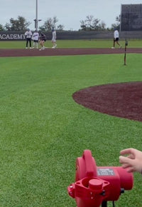 Sports Base Hit Adjustable Real Baseball Pitching Machine – 45 MPH Pitching Speed, Includes Automatic Ball Feeder | Perfect for Hitting and Fielding Training for All Skill Levels
