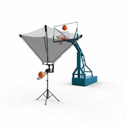 Basketball Rebounder Trainer with Rotating Track - Basketball Shot Return System with Nylon Net, Adjustable Basketball Shooting Machine Tripod for Indoor, Outdoor Use, Easy Assembly & Storage