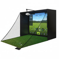 10X8 Ft Golf Simulator Enclosure Complete Kit with Alloy Steel Frame and HD Impact Screen Indoor Garage Home Golf Training Cage Equipment