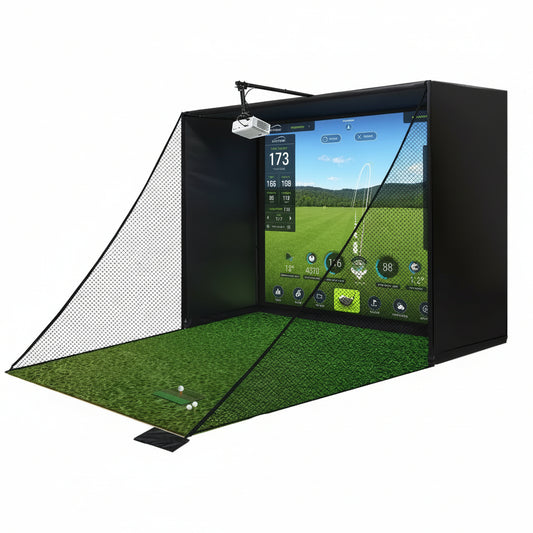 10X8 Ft Golf Simulator Enclosure Complete Kit with Alloy Steel Frame and HD Impact Screen Indoor Garage Home Golf Training Cage Equipment