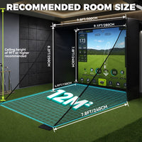 10X8 Ft Golf Simulator Enclosure Complete Kit with Alloy Steel Frame and HD Impact Screen Indoor Garage Home Golf Training Cage Equipment