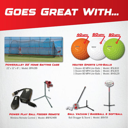 Sports Power Alley Lite 360 Baseball Pitching Machine - Pitches Lite Balls 40-80 MPH Fastballs, Sliders, & Curves | Accurate, Durable, & Portable Training Tool for Batting & Field Practice