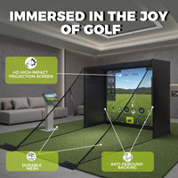10X8 Ft Golf Simulator Enclosure Complete Kit with Alloy Steel Frame and HD Impact Screen Indoor Garage Home Golf Training Cage Equipment