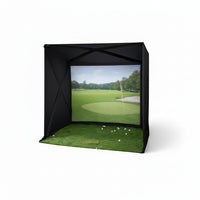 Golf Simulator Enclosure for Home Instant Quick and Easy Tool-Free Setup in 5 Mins Golf Hittig Cage - Complete Set with Heavy Duty Frame,Hd Impact Screen and Putting Green Turf (8X8 Ft)
