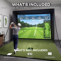 10X8 Ft Golf Simulator Enclosure Complete Kit with Alloy Steel Frame and HD Impact Screen Indoor Garage Home Golf Training Cage Equipment