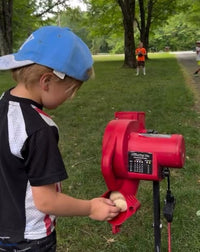 Sports Base Hit Adjustable Real Baseball Pitching Machine – 45 MPH Pitching Speed, Includes Automatic Ball Feeder | Perfect for Hitting and Fielding Training for All Skill Levels